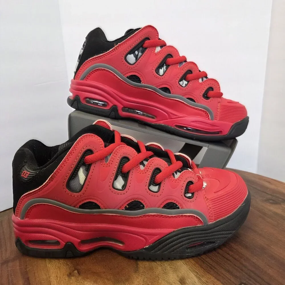 RARE Osiris D3 2001 Skateboard Shoes Women’s 7.5-8 Red w/Black/Gray Camo EUC